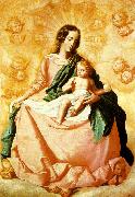 Francisco de Zurbaran virgin and child in the clouds oil painting artist